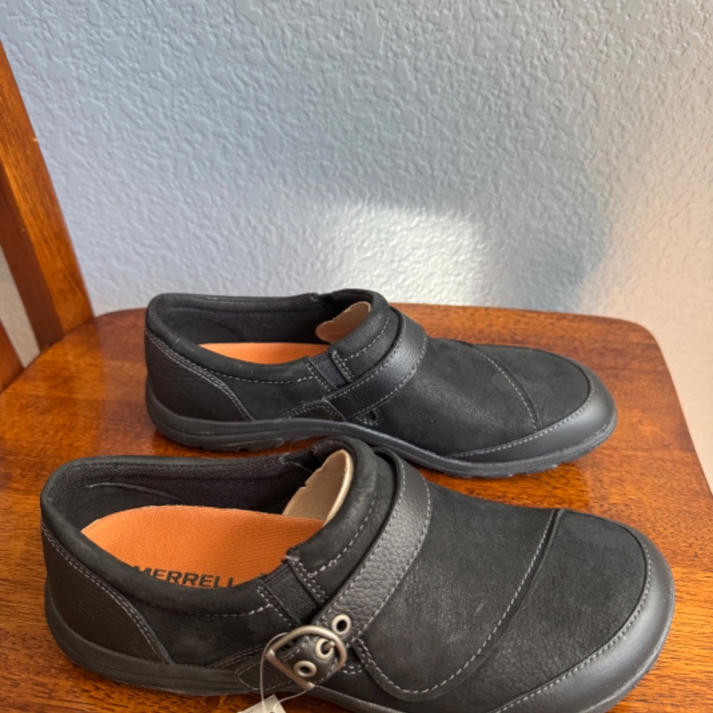 MERRELL Dassie buckle leather black slip-on shoes. J69078 Size 8 - Picture 4 of 7